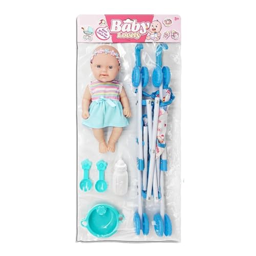 Puppe mit Kinderwagen – Kinder-Puppenwagen-Set mit Fütterungszubehör, realistischer 10-Zoll-Puppenwagen | Rollenspiel-Puppenwagen, Spielset für Mädchen, Spielzeugwagen für Puppen mit Zubehör Puppe mit Kinderwagen – Kinder-Puppenwagen-Set mit Fütterungszubehör, realistischer 10-Zoll-Puppenwagen | Rollenspiel-Puppenwagen, Spielset für Mädchen, Spielzeugwagen für Puppen mit Zubehör von Generisch