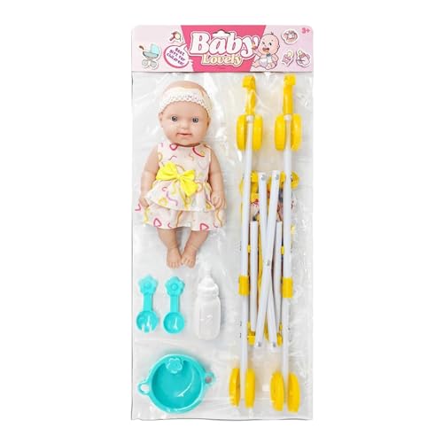 Puppe mit Kinderwagen – Puppenwagen-Set, Kinder-Puppenwagen-Set, Spielwagen für Puppen mit Fütterungszubehör | 10 Zoll realistische Puppe mit Kinderwagen, Kinder-Spielhaus-Spielzeug für Mädchen Puppe mit Kinderwagen – Puppenwagen-Set, Kinder-Puppenwagen-Set, Spielwagen für Puppen mit Fütterungszubehör | 10 Zoll realistische Puppe mit Kinderwagen, Kinder-Spielhaus-Spielzeug für Mädchen von Generisch