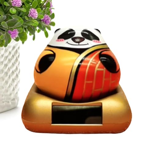 Puppe mit schüttelndem Kopf fürs Auto, Solar-Armaturenbrett-Puppe | Armaturenbrett-Cartoon-Wackelkopf-Panda-Puppe,Niedliche und lustige Auto-Innendekoration für Arbeitstisch, Schlafzimmer, Schreibtisc von Generisch