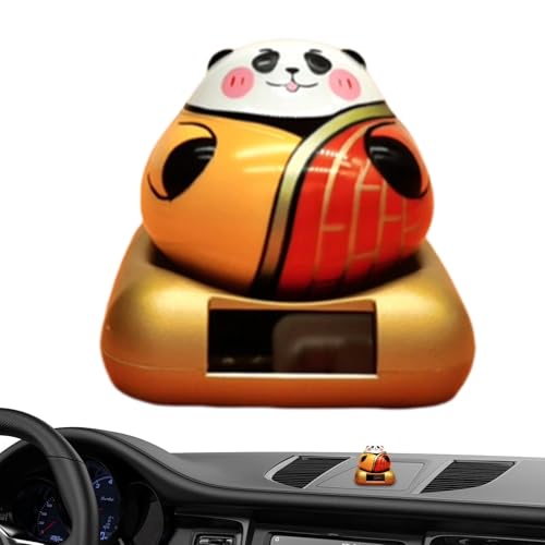 Puppe mit schüttelndem Kopf fürs Auto, Solar-Armaturenbrett-Puppe - Armaturenbrett-Cartoon-Wackelkopf-Panda-Puppe - Solar-Autoornament mit magnetischer Basis für das Armaturenbrett, den Arbeitstisch, von Generisch