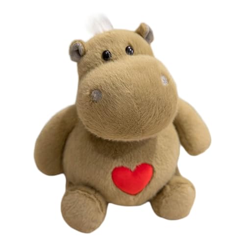 Puppenbett Baby Entzückendes Nilpferd-Plüschtier, weiches Kuscheltier, perfekt für Kinder, Jungen und Mädchen, liebenswertes Design, ideal fürs Schlafzimmer Puppenhaus Zubehör Möbel (Khaki, 25cm) von Generisch