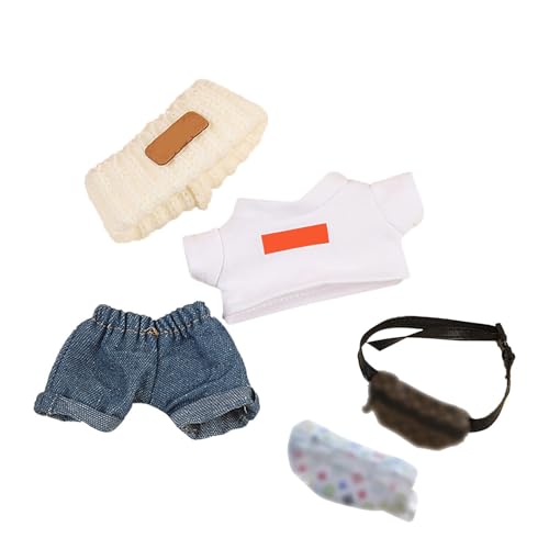 Puppenbett Baby Labub-Anhänger der ersten zweiten Generation, Winterpullover, Mütze, Tasche, Labub-Anziehpuppenkleidung Puppenhaus Beleuchtung (White, 17cm) von Generisch