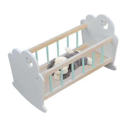 Puppenbett | Miniatur Holzmöbel Schlafmöbel | Authentisches Möbel Spielzeug Für Kleinkinder Mädchen Puppenhaus Zubehör von Generisch