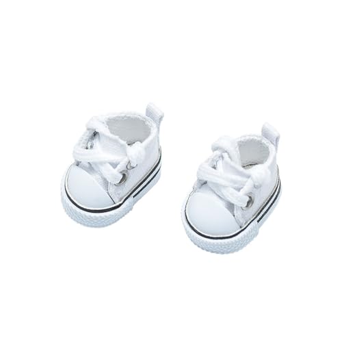 Puppenbett Süße Puppenschuhe für Puppen 2025 -Schuhe für Puppen 17 cm Kleidungszubehör -Fingerschuhe für Puppenzubehör Anziehsachen Einzigartiger Stil Puppenhaus Zubehör Küche (White, 3.5x2cm) von Generisch