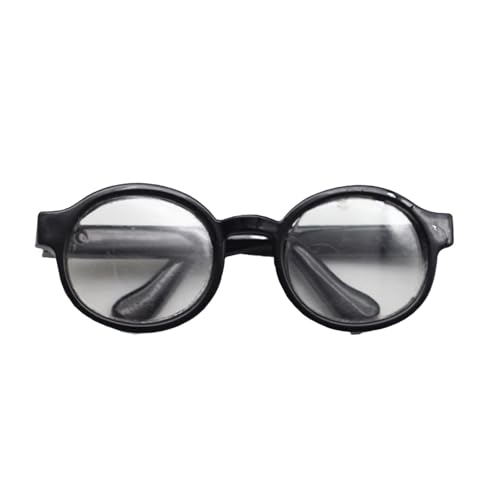 Puppenbrille Klare Gläser Brillenstütze Haustierbrille Mini-puppenhaus-zubehör Spielzeugbrillen Für Puppen Mini-Puppen-kostüm Welpe Retro Spielzeugzimmer Miniatur Kind Plastik (B, One Size) von Generisch