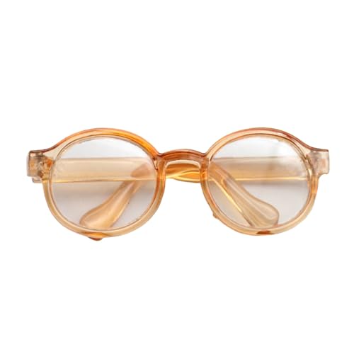 Puppenbrille Klare Gläser Brillenstütze Haustierbrille Mini-puppenhaus-zubehör Spielzeugbrillen Für Puppen Mini-Puppen-kostüm Welpe Retro Spielzeugzimmer Miniatur Kind Plastik (D, One Size) von Generisch