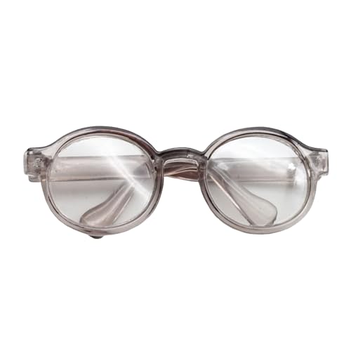Puppenbrille Klare Gläser Brillenstütze Haustierbrille Mini-puppenhaus-zubehör Spielzeugbrillen Für Puppen Mini-Puppen-kostüm Welpe Retro Spielzeugzimmer Miniatur Kind Plastik (Grey, One Size) von Generisch