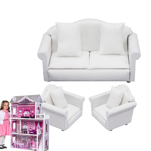 Puppencouch, Puppenhauscouch - Puppenmöbel im Maßstab 1:12,Wohnzimmer-Miniatur-Sofa-Möbel, Puppenhaus-Zubehör, fantasievolles Rollenspiel-Spielzeug Puppencouch, Puppenhauscouch - Puppenmöbel im Maßstab 1:12,Wohnzimmer-Miniatur-Sofa-Möbel, Puppenhaus-Zubehör, fantasievolles Rollenspiel-Spielzeug von Generisch