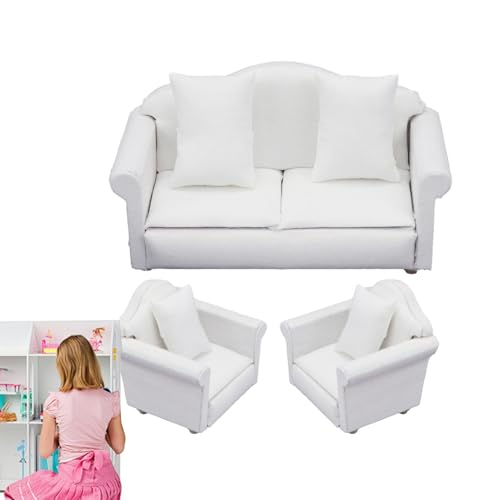 Puppencouch – Wohnzimmer-Miniatur-Sofamöbel | Puppenhauszubehör Aus Holzstoff Im Maßstab 1:12, Fantasievolles Rollenspielspielzeug | Puppe Couch Haus Sofa Möbel Spielzeug Für Mädchen Puppencouch – Wohnzimmer-Miniatur-Sofamöbel | Puppenhauszubehör Aus Holzstoff Im Maßstab 1:12, Fantasievolles Rollenspielspielzeug | Puppe Couch Haus Sofa Möbel Spielzeug Für Mädchen von Generisch