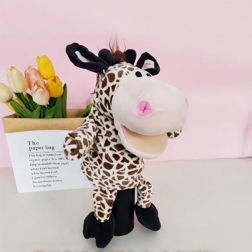 Puppenhaus Holz Nilpferd-Puppenspielzeug für Kinder. Interaktive Handpuppe zum Geschichtenerzählen für Vorschulaufführungen. Beweglicher Mund für Eltern-Kind-Spiele. Perfekt für den (C, 35cm) von Generisch