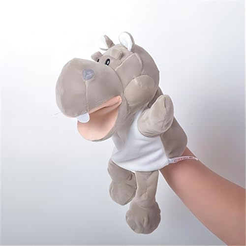 Puppenhaus Holz Nilpferd-Puppenspielzeug für Kinder. Interaktive Handpuppe zum Geschichtenerzählen für Vorschulaufführungen. Beweglicher Mund für Eltern-Kind-Spiele. Perfekt für den (D, 35cm) von Generisch