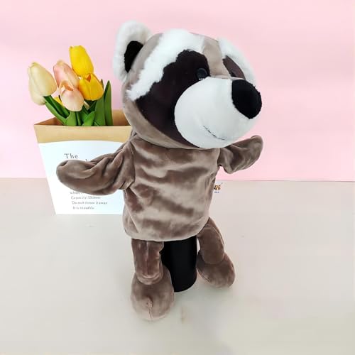 Puppenhaus Holz Nilpferd-Puppenspielzeug für Kinder. Interaktive Handpuppe zum Geschichtenerzählen für Vorschulaufführungen. Beweglicher Mund für Eltern-Kind-Spiele. Perfekt für den (E, 35cm) von Generisch