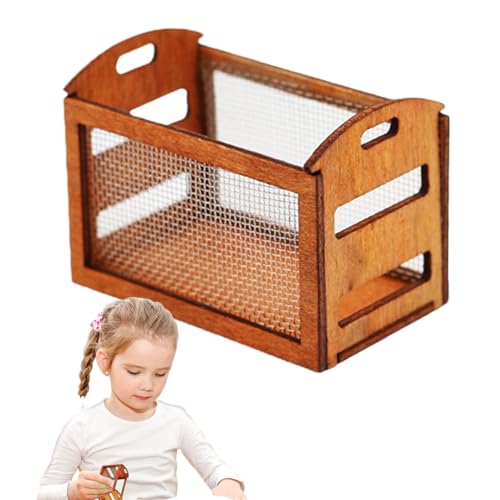 Puppenhaus Miniaturbrotkorb, Puppenhaus winzige Körbe,Dekorative Exquisite kleine Möbelholzschmuck - Miniatur -Szenenmodell, kleines Hausmodell für Mädchen, Kinderdekoration von Generisch