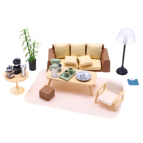 Puppenhaus Möbel Set Wohnzimmer - Puppenhaus Möbel Set | Miniaturhausmöbel | Mini Doll House Schlafzimmer Möbel | Tabletop Decor Furniermodell | Miniaturmöbel Ornament für Schreibtisch Bücherregal von Generisch