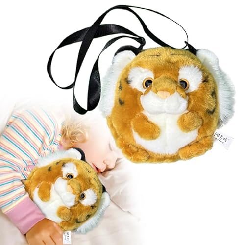 Puppenhaus Puppen Realistische Tiger-Umhängetasche für Kinder, Plüsch-Handtasche für Mädchen und Jungen (20 cm) Puppenhaus Zubehör Garten (Yellow, One Size) von Generisch