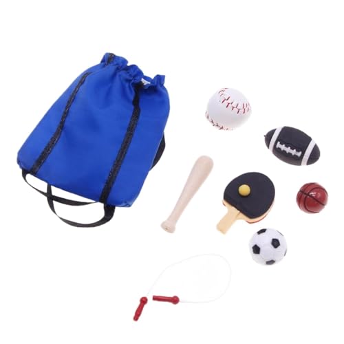 Puppenhaus-Sportgeräte-Set im Maßstab 1/12, Miniatur-Basketball-Fußball-Rugby-Springseil-Spielzeug-Dekor Puppenhaus-Sportgeräte-Set im Maßstab 1/12, Miniatur-Basketball-Fußball-Rugby-Springseil-Spielzeug-Dekor von Generisch