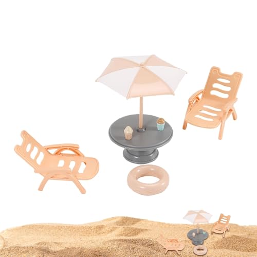 Puppenhaus Strandzubehör, Miniaturstrand Figuren,Netter Tisch Herzstück Regenschirm Stuhl | Puppenhauszubehör schöne Desktop -Ornamente für Innen im Freien im Freien Puppenhaus Strandzubehör, Miniaturstrand Figuren,Netter Tisch Herzstück Regenschirm Stuhl | Puppenhauszubehör schöne Desktop -Ornamente für Innen im Freien im Freien von Generisch