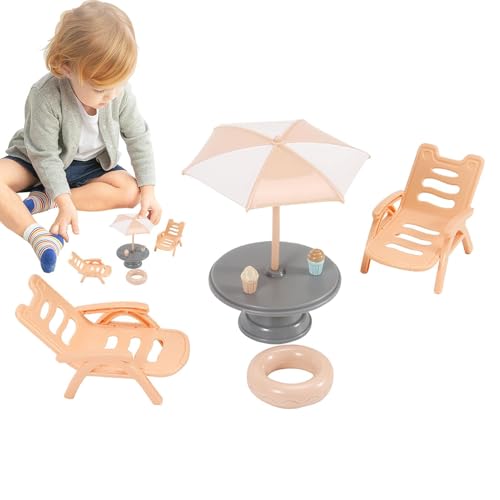 Puppenhaus Strandzubehör – Strandschirm Stuhl kleiner Tisch Mittelstück Dekor – vielseitiges Puppenhaus Zubehör dekorative Figuren für drinnen und draußen Puppenhaus Strandzubehör – Strandschirm Stuhl kleiner Tisch Mittelstück Dekor – vielseitiges Puppenhaus Zubehör dekorative Figuren für drinnen und draußen von Generisch