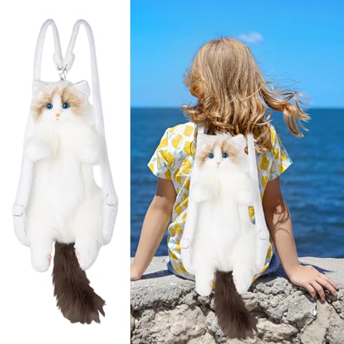 Puppenhaus Zubehör Garten Realistischer Ragdoll-Katzen-Rucksack für Damen, Geldbörse, niedlich geformte handgefertigte Tasche, luxuriöser und süßer Tierrucksack Puppenkleidung 43 cm (White, 65cm) Puppenhaus Zubehör Garten Realistischer Ragdoll-Katzen-Rucksack für Damen, Geldbörse, niedlich geformte handgefertigte Tasche, luxuriöser und süßer Tierrucksack Puppenkleidung 43 cm (White, 65cm) von Generisch