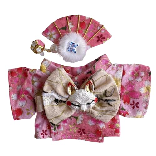 Puppenhaus Zubehör Holz Kleidung für Puppen, Bunte Kimono-Kleidungssets, geeignet für 17 cm Puppenkleidungszubehör (Kleidung ohne Puppe), Kleidungsoutfit, Puppenkleidung 43 cm Set (D, 10x15x1 cm) von Generisch