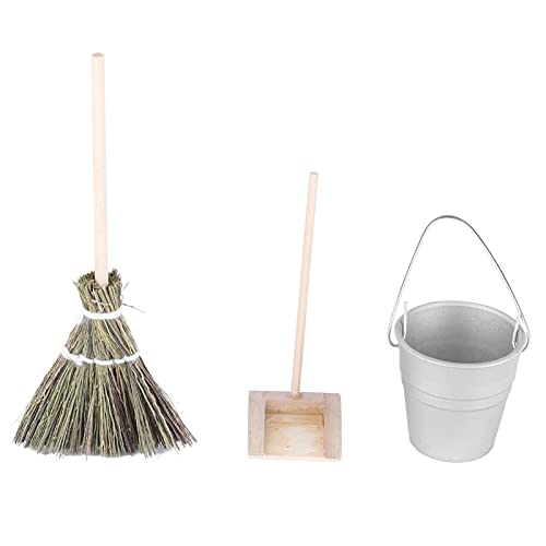 Puppenhausbesen, Eimer, Kehrschaufel, Miniatur-Hausarbeit, Reinigungswerkzeuge, Pretend Play, DIY-Szene, Modell, Ornamente, Geschenke für Frauen, Männer, Erwachsene, Freunde von Generisch