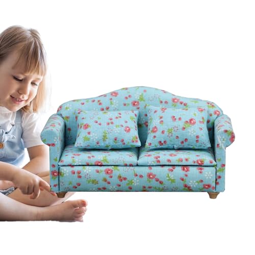 Puppenhauscouch,Puppencouch | Kleines Sofa,1:12 Puppenhaus-Couch mit Kissen, Puppenhaus-Möbel-Dekoration, kleines Sofa für Kinder, Spielzeug Puppenhauscouch,Puppencouch | Kleines Sofa,1:12 Puppenhaus-Couch mit Kissen, Puppenhaus-Möbel-Dekoration, kleines Sofa für Kinder, Spielzeug von Generisch