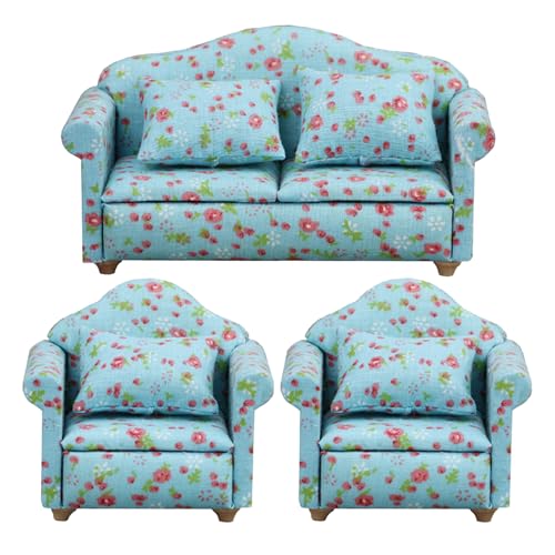 Puppenhaussofas, Miniaturcouch für Puppenhaus, Kleines Sofa - 1:12 Puppenhaus-Couch mit Kissen, Puppenhaus-Möbel-Dekoration, kleines Sofa für Kinder, Spielzeug Puppenhaussofas, Miniaturcouch für Puppenhaus, Kleines Sofa - 1:12 Puppenhaus-Couch mit Kissen, Puppenhaus-Möbel-Dekoration, kleines Sofa für Kinder, Spielzeug von Generisch