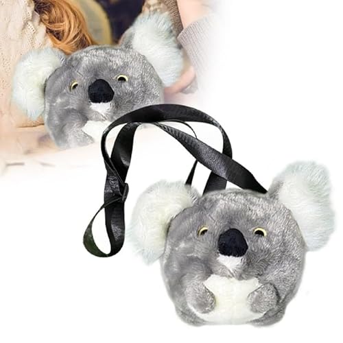 Puppenkleid Realistische Koala-Kuscheltier-Umhängetasche, süße Spielzeug-Geldbörse für Kinder und Erwachsene (20 cm) Puppenkleid (Dark Gray, One Size) von Generisch