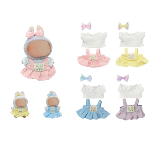 Puppenkleider-Set für 17 cm große Puppen, niedliches handgefertigtes Strickrock-Kleidungsoutfit mit Häschen-Aufnäher, zierliche Schleife mit Perlen, Geschenke für Puppensammler, Mädchen, Jungen, 5,9 Puppenkleider-Set für 17 cm große Puppen, niedliches handgefertigtes Strickrock-Kleidungsoutfit mit Häschen-Aufnäher, zierliche Schleife mit Perlen, Geschenke für Puppensammler, Mädchen, Jungen, 5,9 von Generisch