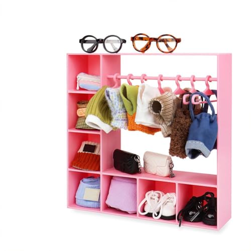 Puppenkleiderschrank groß plus 10 Kleiderbügel, Puppenzubehör Displaybox, Stoffaufbewahrung für Figuren, tragbare Aufbewahrung für Modepuppenkleidung, Geschenk für Kinder Puppenkleiderschrank groß plus 10 Kleiderbügel, Puppenzubehör Displaybox, Stoffaufbewahrung für Figuren, tragbare Aufbewahrung für Modepuppenkleidung, Geschenk für Kinder von Generisch