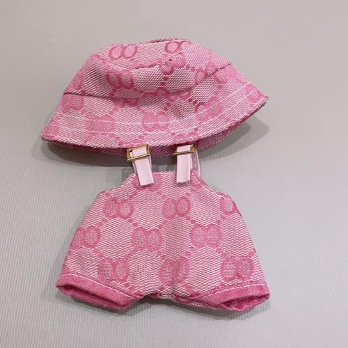 Puppenkleidung (ohne Puppe), 17 cm Accessoireset – Mützen- und Overalls-Set, süße Kleidung zum Styling einzigartiger Looks (rosa Brustenhose-Set) von Generisch