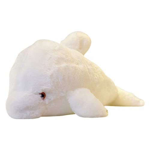 Puppenkleidung 38 cm Delphin Induktives Plüschtier leuchtet, um Sie beim Schlafen zu begleiten, mit einem Kissen, Einer Puppe auf dem Bett, einem süßen Kind, Einer Puppe (White, B) von Generisch