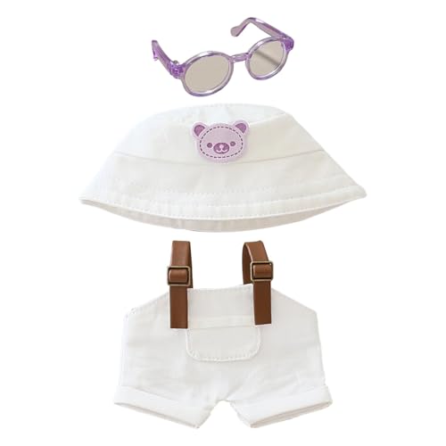Puppenkleidungs-Set für Labubu, stilvolles handgefertigtes Outfit mit Zubehör, Mini-Hut, Pullover, Brille, Geschenke für 17 cm große Labubus/Puppensammler, Mädchen Jungen (weiß) von Generisch