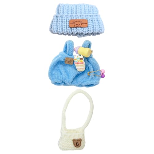 Puppenkleidungsset für Labubu, niedliches handgefertigtes Häkelkleidungsoutfit mit Zubehör, Mini-Hut, Tasche, Pullover, Flasche, Plüschgeschenke für 17 cm Labubus, Puppensammler, Mädchen, Jungen Puppenkleidungsset für Labubu, niedliches handgefertigtes Häkelkleidungsoutfit mit Zubehör, Mini-Hut, Tasche, Pullover, Flasche, Plüschgeschenke für 17 cm Labubus, Puppensammler, Mädchen, Jungen von Generisch