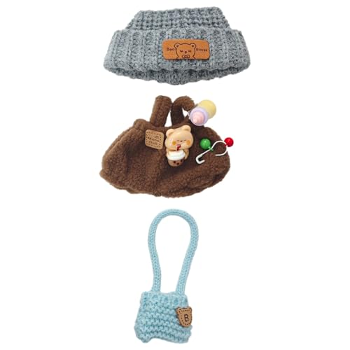 Puppenkleidungsset für Labubu, niedliches handgefertigtes Häkelkleidungsoutfit mit Zubehör, Mini-Hut, Tasche, Pullover, Flasche, Plüschgeschenke für 17 cm Labubus, Puppensammler, Mädchen, Jungen Puppenkleidungsset für Labubu, niedliches handgefertigtes Häkelkleidungsoutfit mit Zubehör, Mini-Hut, Tasche, Pullover, Flasche, Plüschgeschenke für 17 cm Labubus, Puppensammler, Mädchen, Jungen von Generisch