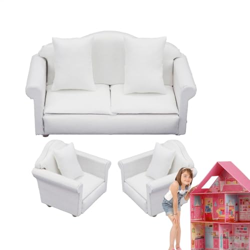 Puppensofa, Puppencouch - Miniatur-Wohnzimmermöbel im Maßstab 1:12 | Puppenhaus Spielzeug Sofa Möbel Spielzeug Puppenhaus Zubehör Rollenspiel Spielzeug für Mädchen Puppensofa, Puppencouch - Miniatur-Wohnzimmermöbel im Maßstab 1:12 | Puppenhaus Spielzeug Sofa Möbel Spielzeug Puppenhaus Zubehör Rollenspiel Spielzeug für Mädchen von Generisch