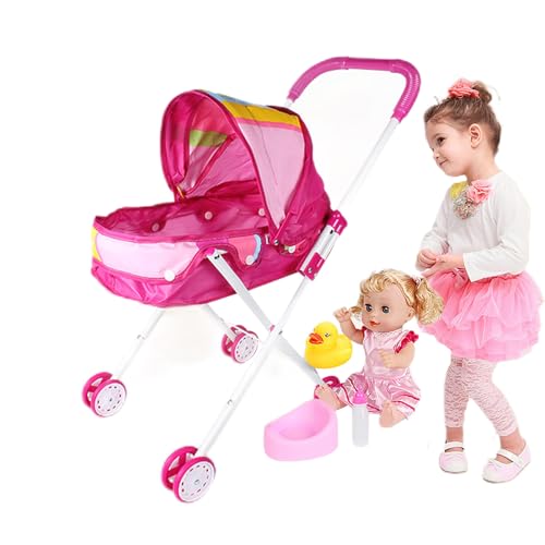 Puppenwagen - Kinder spielen im Kinderwagen, verstellbarer Lenker | Puppenwagen für Kinder mit Baldachin für Kinder 1-3 Jahre, leichter und bequemer Griff für Manovr Puppenwagen - Kinder spielen im Kinderwagen, verstellbarer Lenker | Puppenwagen für Kinder mit Baldachin für Kinder 1-3 Jahre, leichter und bequemer Griff für Manovr von Generisch