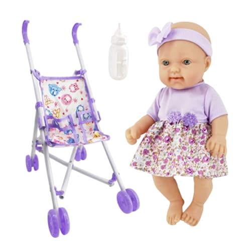 Puppenwagen mit Puppe für Kinder, Puppenwagen Spielzeug für Mädchen|10 Zoll faltbares Kinderzimmer Puppenset Puppenwagen,Realistisches Puppen-Spielset, vorgeben, Kinderwagen-Spielzeugset mit Flasche Puppenwagen mit Puppe für Kinder, Puppenwagen Spielzeug für Mädchen|10 Zoll faltbares Kinderzimmer Puppenset Puppenwagen,Realistisches Puppen-Spielset, vorgeben, Kinderwagen-Spielzeugset mit Flasche von Generisch