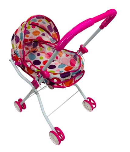 Puppenwagen mit faltbarem Verdeck, Metall, Kunststoff, zusammenklappbarer Kinderwagen für Mädchen, Spielzeug für Puppen, Kinderwagen, Kinderwagen (Luxus Metall-Kinderwagen) von Generisch