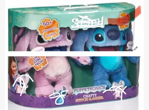 Puppetronics Chatty Stitch mit Ang Doppelpack Plüsch weich 30 cm - über 50 Sätze & Geräusche von Generisch