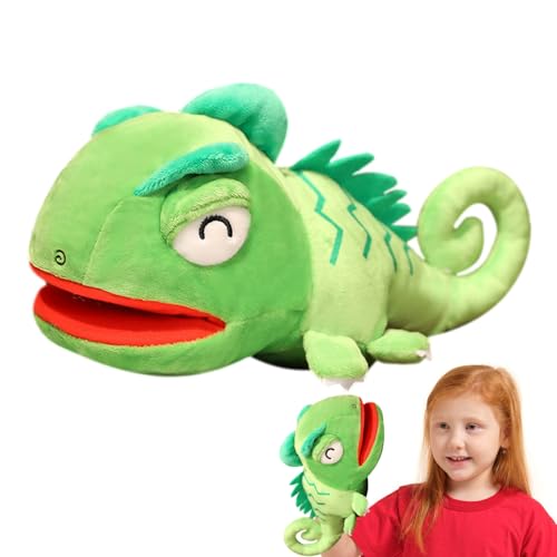Puppets with Movable Mouth - Creative Chameleon Plush Animal Puppets | Reptile Stuffed Animal | Stuffed Lizard Plush | Hand Puppet with Movable Mouth Super Soft Stuffêd Lizard for Birthday von Generisch