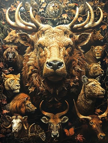 Puzzle 1000 Teile Erwachsene, Klassische Puzzles, Illustrationen zur Tierwelt – Nashörner, Wale, Tiger, Löwen usw, Farbenfrohes Legespiel, Geschicklichkeitsspiel für die ganze Familie (D, 1500 PCS) von Generisch