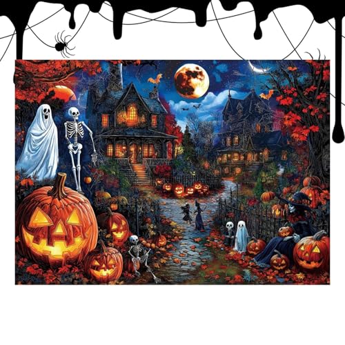 Puzzle | 1000 Teile Gruselhaus Halloween Puzzle - Lernspielzeug Brettspiel Für Freizeit - Saisonale Herbst Deko für die Inneneinrichtung von Generisch
