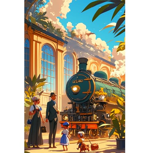 Puzzle 1000 Teile für Erwachsene, Animierter Bahnhof, Farbenfrohes Legespiel, Pädagogisches Spiel Herausforderung Spielzeug, Impossible Geschicklichkeitsspiel für die Ganze Familie von Generisch