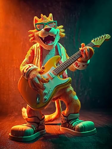 Puzzle 500 Teile Erwachsene, Katze singt mit Gitarre, Klassische Puzzles, Pädagogisches Spiel Herausforderung Spielzeug, Puzzlespiele für Die Ganze Familie(500PCS) von Generisch