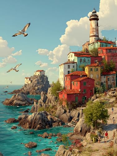 Puzzle 500 Teile Erwachsene, Schloss am Meer, Klassische Puzzles, Pädagogisches Spiel Herausforderung Spielzeug, Puzzlespiele für Die Ganze Familie(500PCS) von Generisch