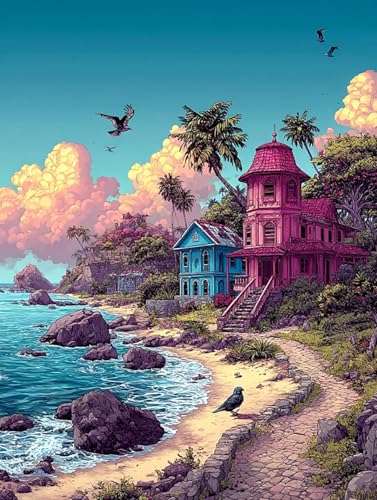 Puzzle 500 Teile Erwachsene, Schloss am Strand, Klassische Puzzles, Pädagogisches Spiel Herausforderung Spielzeug, Puzzlespiele für Die Ganze Familie(500PCS) von Generisch