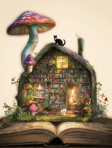 Puzzle 500 Teile Erwachsene, Traum-Pilz-Haus, Klassische Puzzles, Pädagogisches Spiel Herausforderung Spielzeug, Puzzlespiele für Die Ganze Familie(500PCS) von Generisch