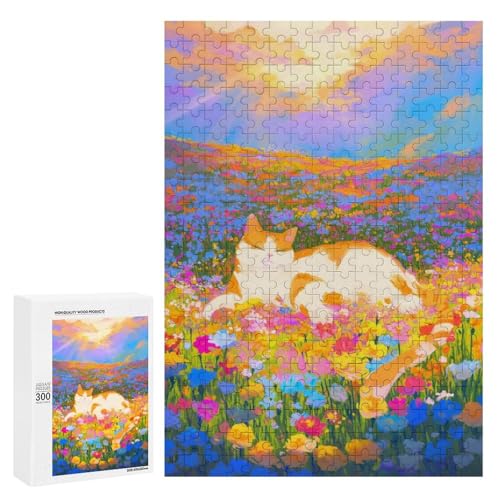 Puzzle A Cute Cat Liegend in A Field of Colorful Flowers -1 300.500 Pieces Wooden Jigsaw Puzzle Classic Wooden Puzzle for Adults Puzzle A Cute Cat Liegend in A Field of Colorful Flowers -1 300.500 Pieces Wooden Jigsaw Puzzle Classic Wooden Puzzle for Adults von Generisch