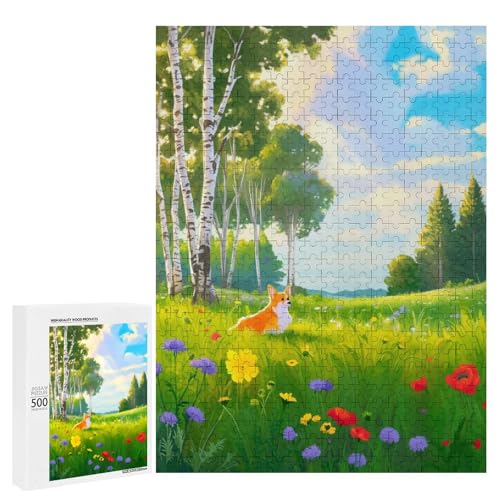 Puzzle A Cute Corgi Sitzend auf einer bunten Wiese 300.500 Teile Holzpuzzle Klassisches Holzpuzzle für Erwachsene Puzzle A Cute Corgi Sitzend auf einer bunten Wiese 300.500 Teile Holzpuzzle Klassisches Holzpuzzle für Erwachsene von Generisch